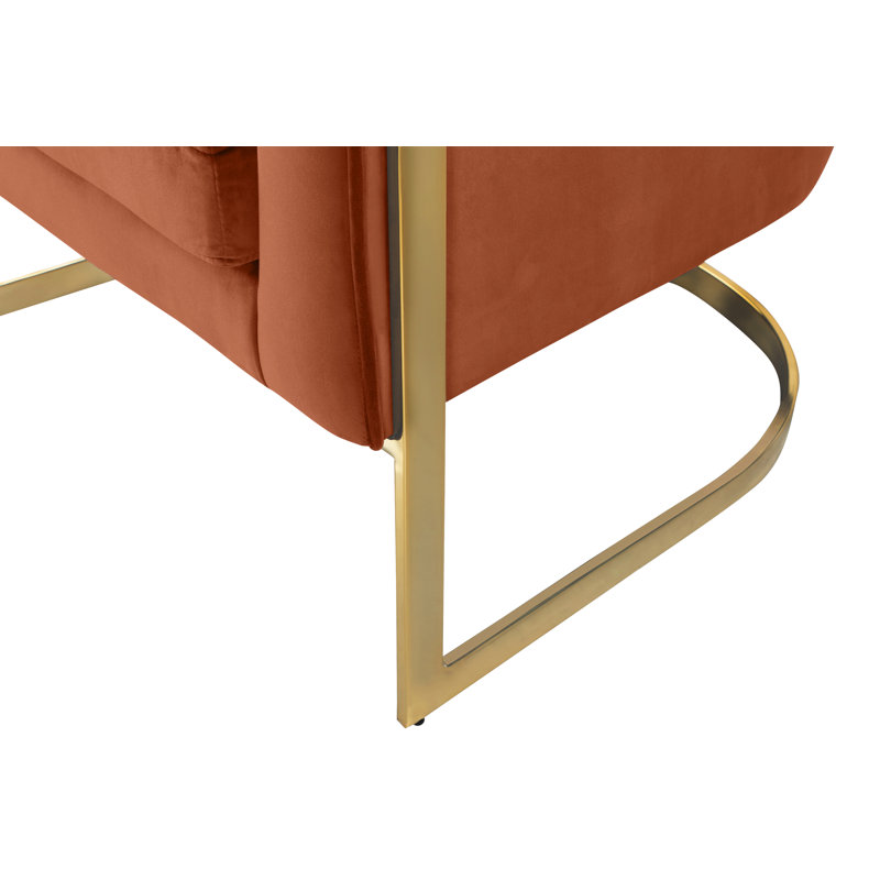 Fauteuil demi-tonneau en velours 30 po Carter, Velours cognac