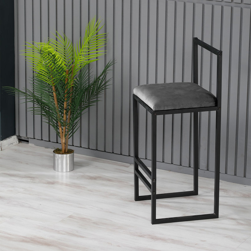 Tabouret de bar industriel moderne, couleur fumée, 13,8 po x 33,1 po x 13,8 po | Fabrication 100% métal avec 22 coussins en mousse et hauteur d'assise confortable: 25,6 pouces | Parfait pour les bars, les cuisines et les salles à manger