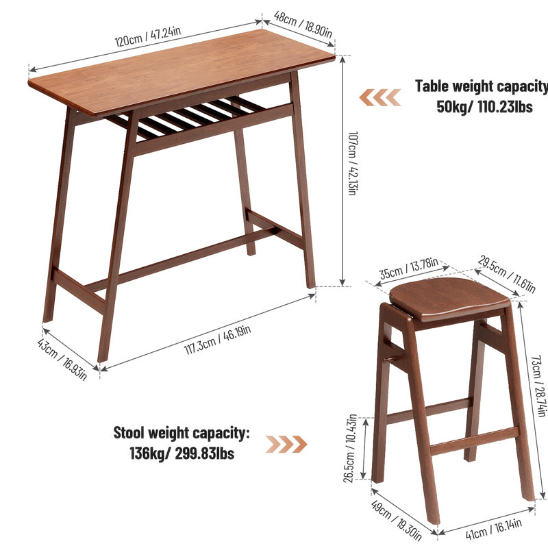 Rashiya 47.2 L x 18.9 W Dining Set