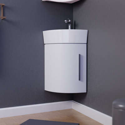 Support de meuble-lavabo mural d'angle avec drain et trop-plein Eutropia