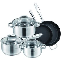 ELO Premium Multilayer Cookware Set 8 pieces high quality 3 layered  material, Stainless Steel, integrated measuring scale