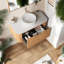 Meuble-lavabo moderne 36 "avec lavabo et rangement en céramique, finition grain de bois