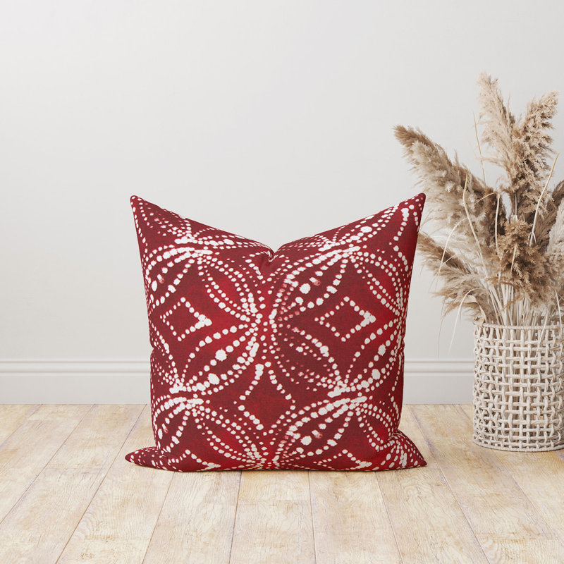 Housse de coussin en coton rouge Gerardo, 21,5 po x 21,5 po