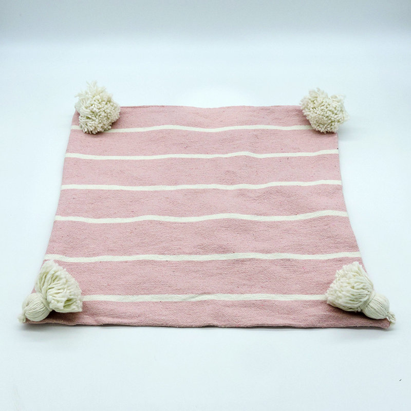 Square Indoor/Outdoor Pillow Cover, Baby Pink/White