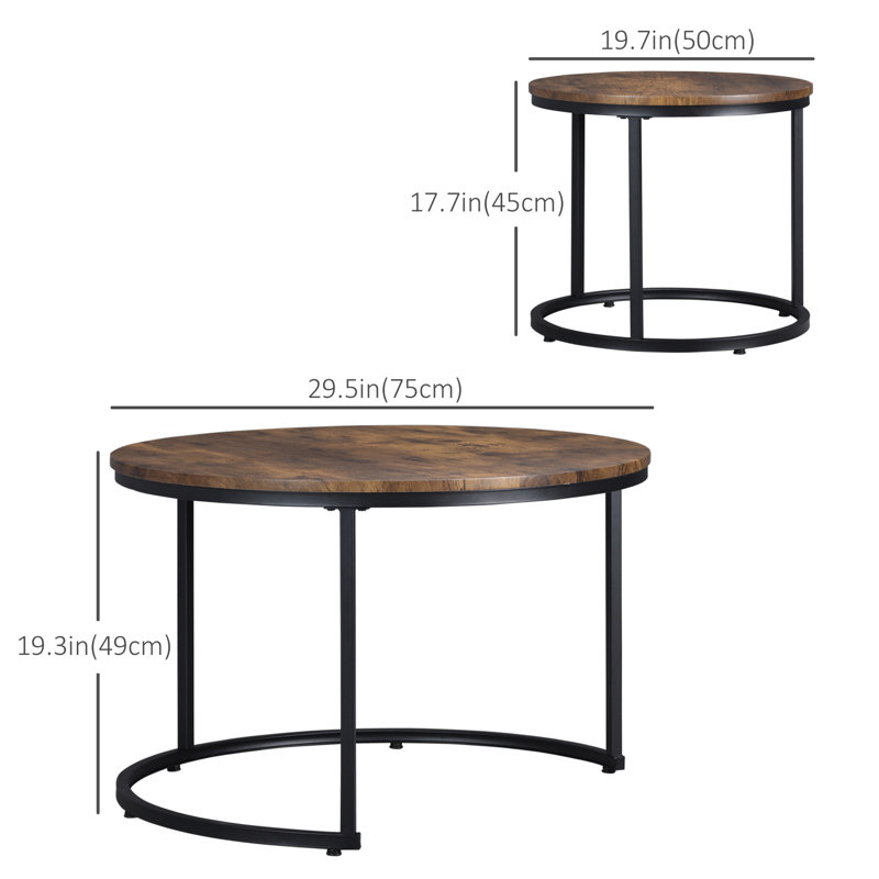 Ensemble de 2 tables basses rondes en métal Avaia | Conception empilable peu encombrante pour le salon et les petits espaces