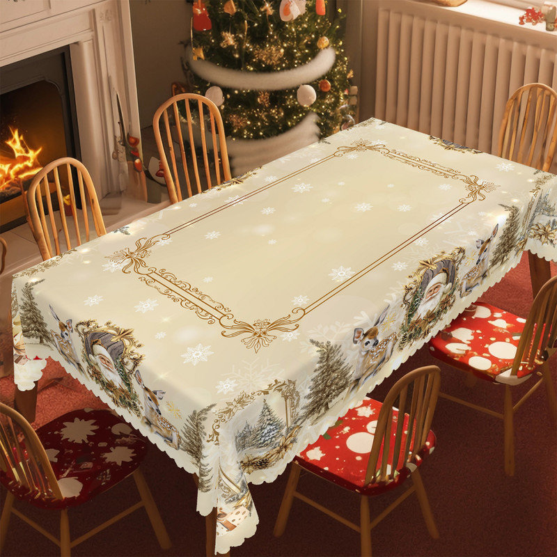 Nappe lavable en polyester de Noël, L 70,8 po x l 55,12 po