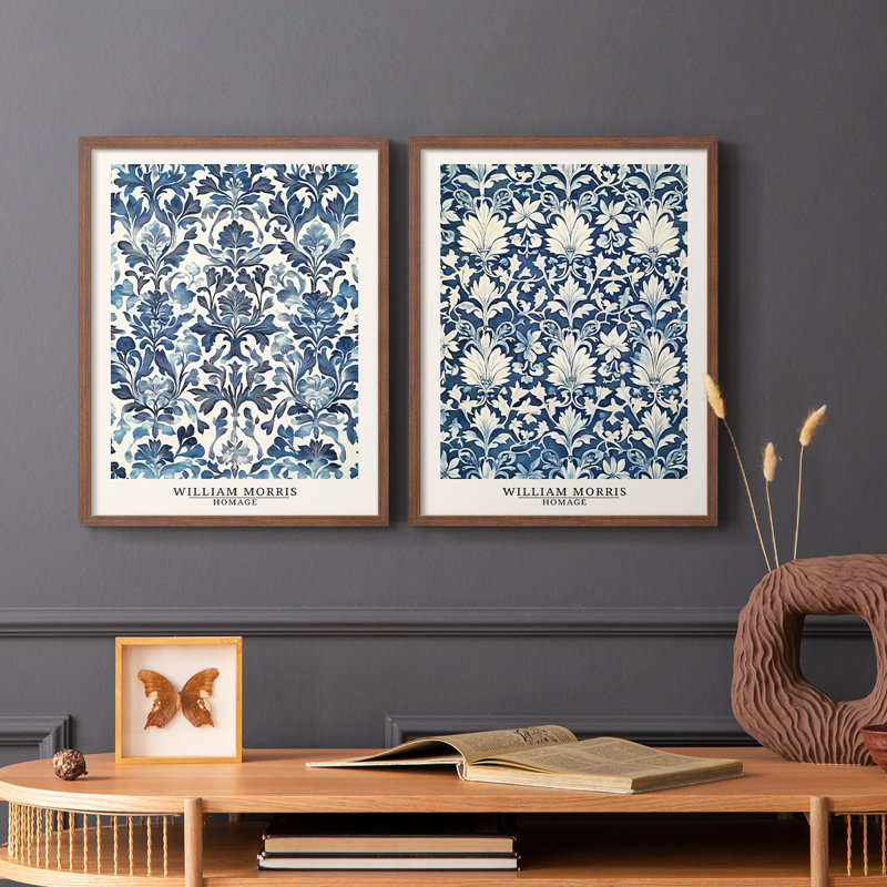 WM MORRIS Series DXXX-Premium Framed Print -Ready to Hang - No Nails Required - No Nails Required, Walnut, 21" H x 34" W