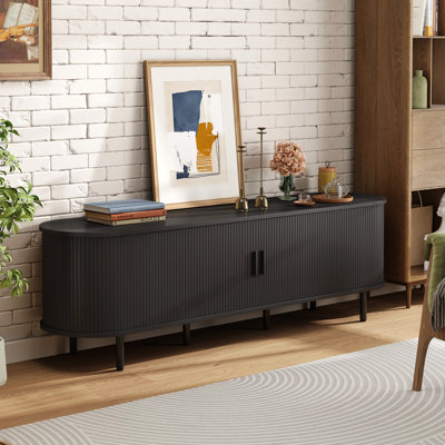 Jalonda Modern Wood TV Stand with Storage and Shelves