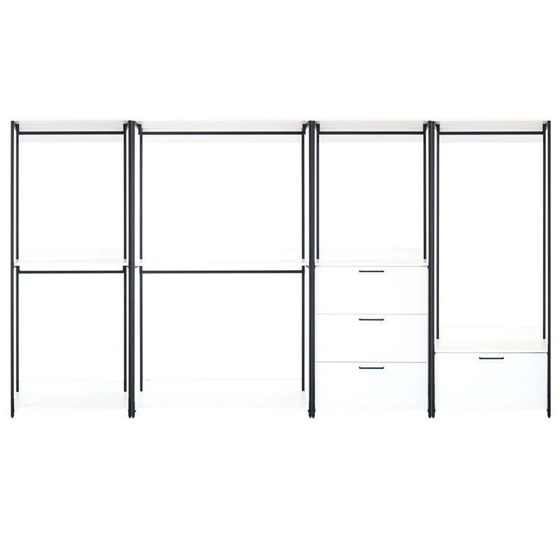 Garde-robe autoportante en bois - blanc, cadre en métal, rangement extra profond, chaleur et eau, tableau blanc Stain Scratch Grade E0 pour chauffer, preuve,