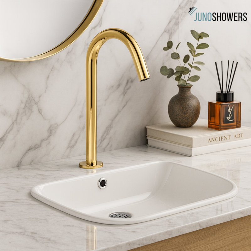 Durable Shower System with Thermostatic Valve and Adjustable Spray, Gold