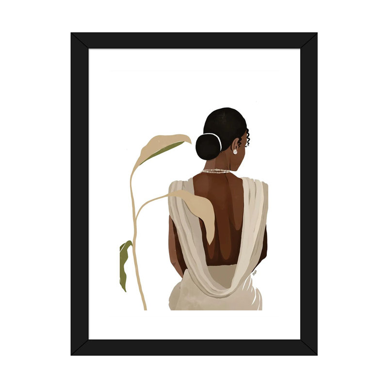 «Nora» par Bria Nicole - impression d'art graphique, H 32 po x l 24 po x P 1 po, Papier encadré noir, Blanc