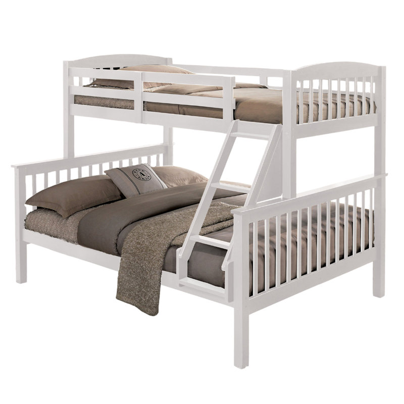 Lit superposé simple transitionnel avec lattes angulaires et blanc, bois massif, l 60 po x P 81 po, H 68 po, pour finition de chambre à coucher