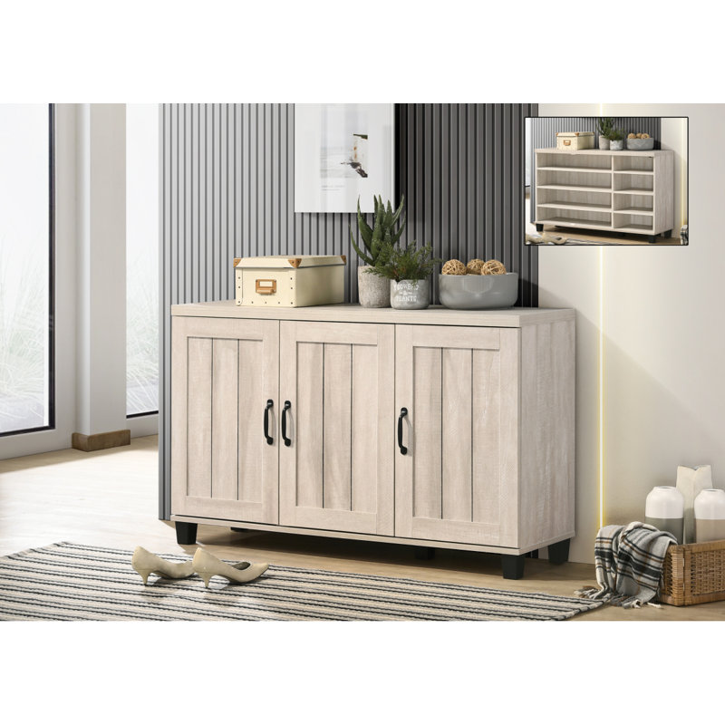 Corby 45" Dusty 3Door Shoe Cabinet, Light Gray