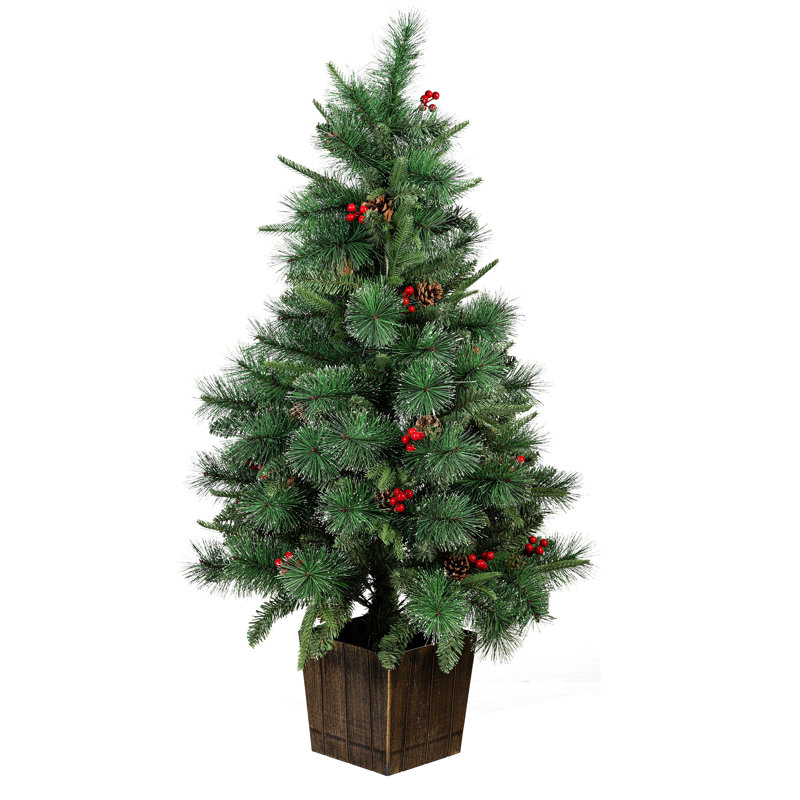 LED Artificial Pine Cone & Berry Pine Tree, 48"H