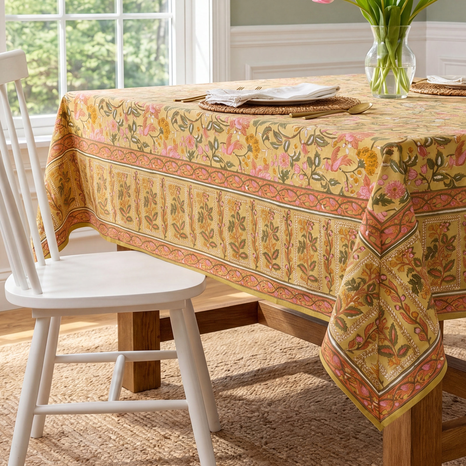 142" Cotton Tablecloth, 106" L x 71" W