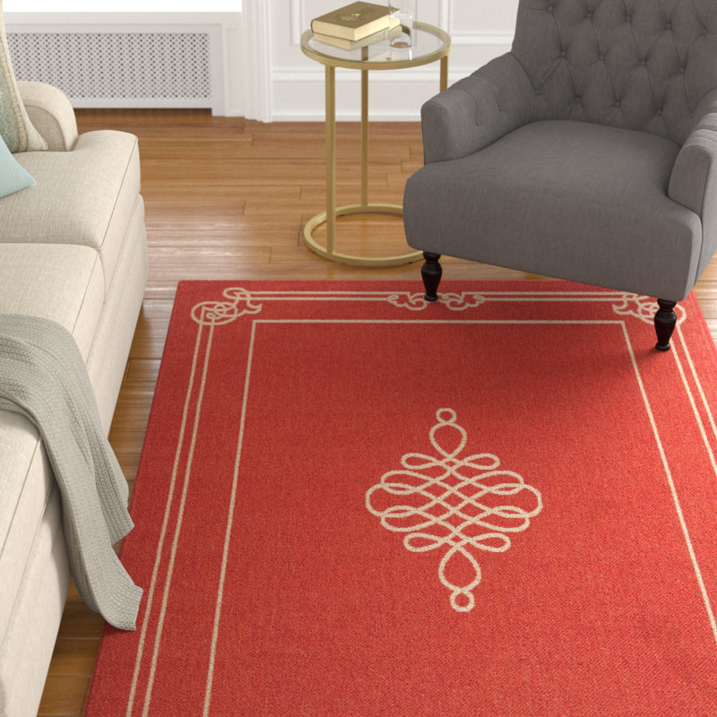 Tapis d'intérieur / extérieur Cherene, Rectangle 8 pi x 11 pi, Red