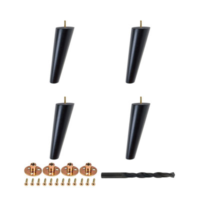 Base de pieds de meuble espresso, paquet de 4