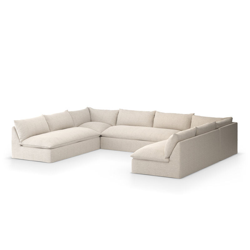 Canapé modulaire d'extérieur en U avec coussins Finette, Sable faye