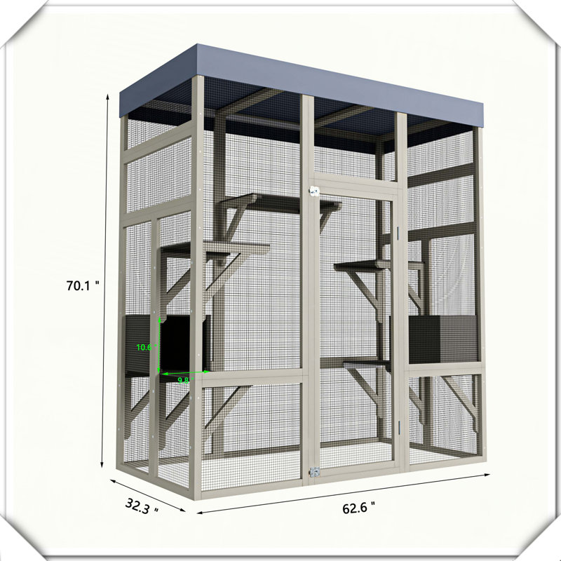 Enceinte d'extérieur pour animaux en bois Catio