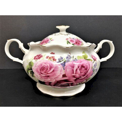Pink Roses Lidded Soup Tureen