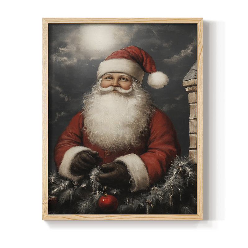 Art des Fêtes de Noël - Série 2 - CECLXXI, reproduction d'art encadrée - bois massif, Naturel, H 21 po x l 17 po