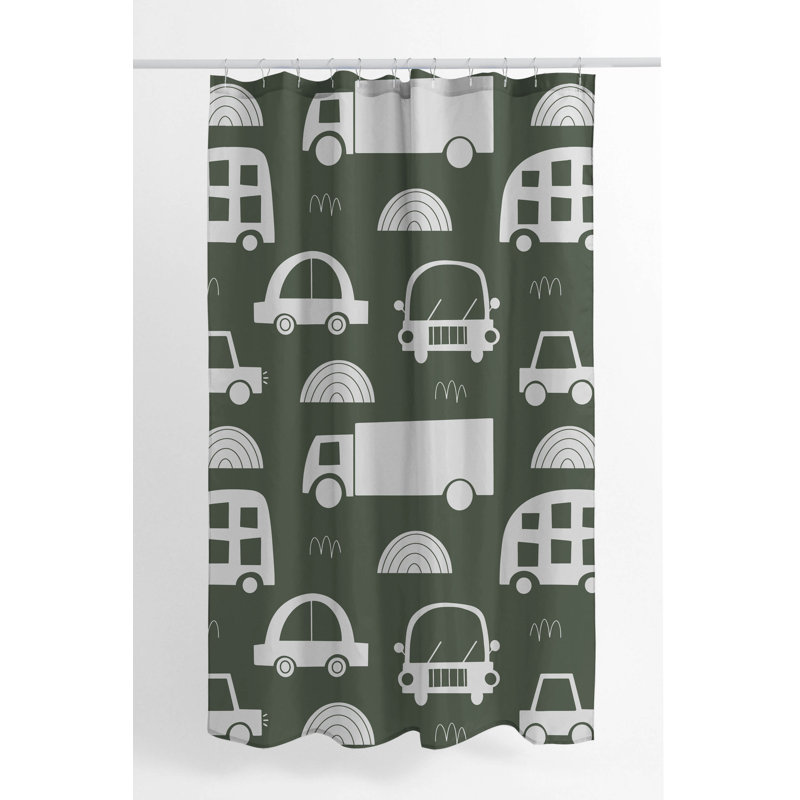 Traffic Ultra-Thin Lightweight Shower Curtain, Green/Chimichurri, 74"H x 71"W