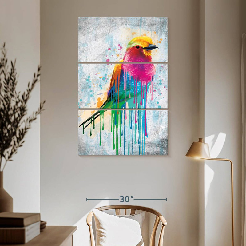 Brampt Lilac-Breasted Roller Paint Drip, 65" H x 42" W