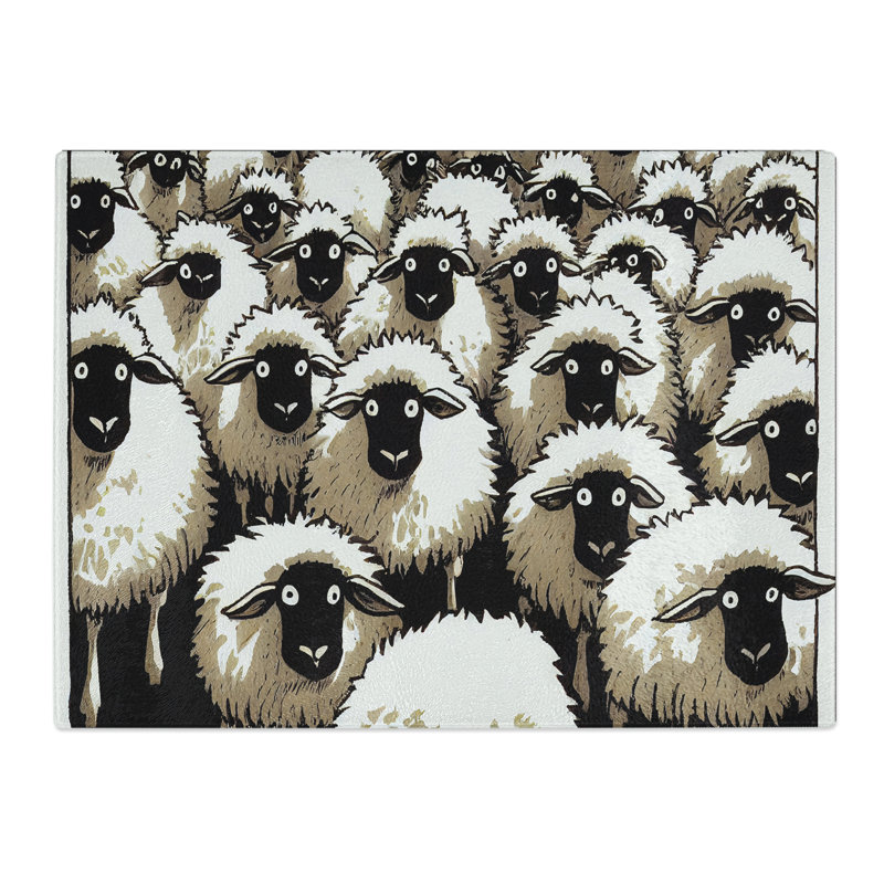 Curious Sheep  Glass Chopping Board