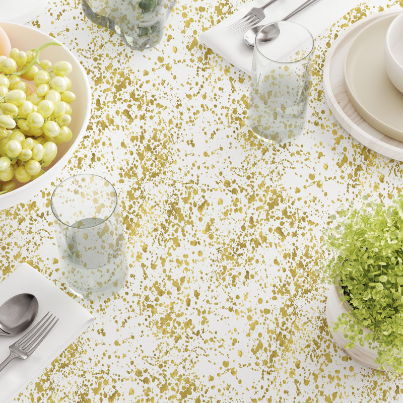 Rectangular Tablecloth, 100% Cotton, 60X84", Golden Specks, 84" L x 60" W