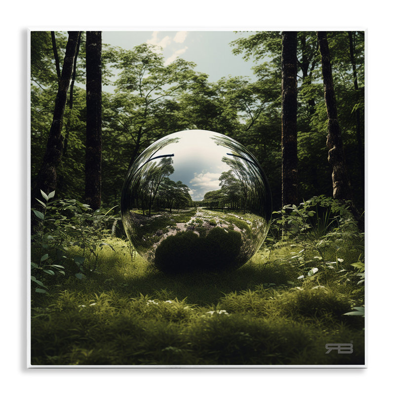 Art mural sur boule réfléchissante dans la nature par Roozbeh Bahramali