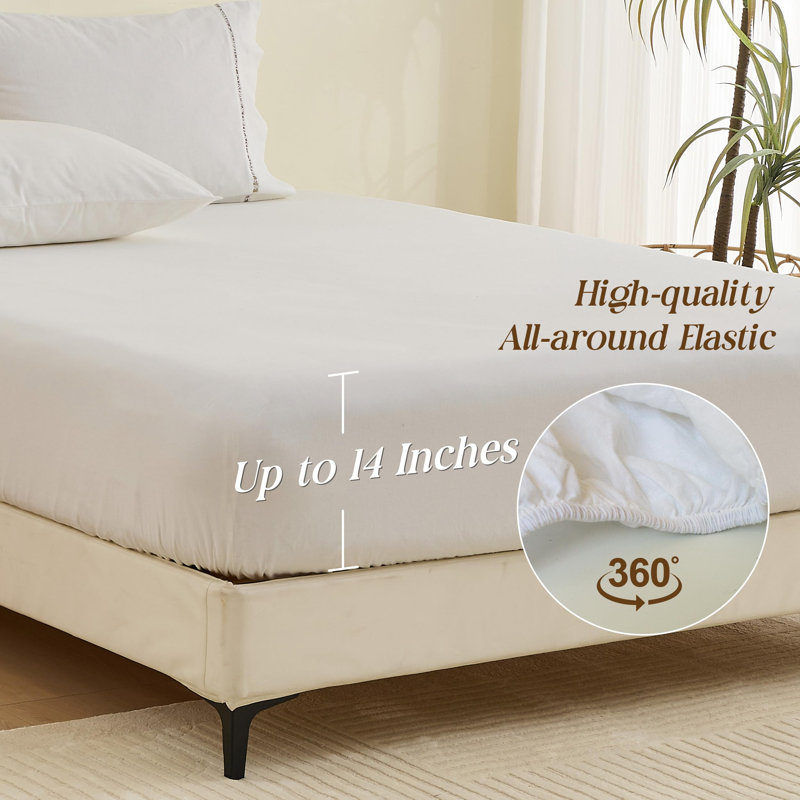 Ensemble de draps French Farmhouse, Ensemble de draps pour très grand lit avec 2 taie, Blanc