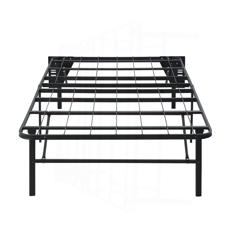Black Metal Platform Foldable Bed Frame, Twin