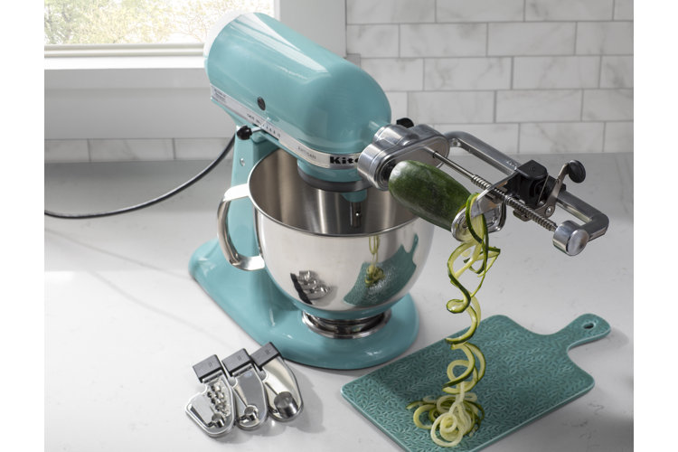 Making zucchini noodles (zoodles) with the KitchenAid Spiralizer attachment  