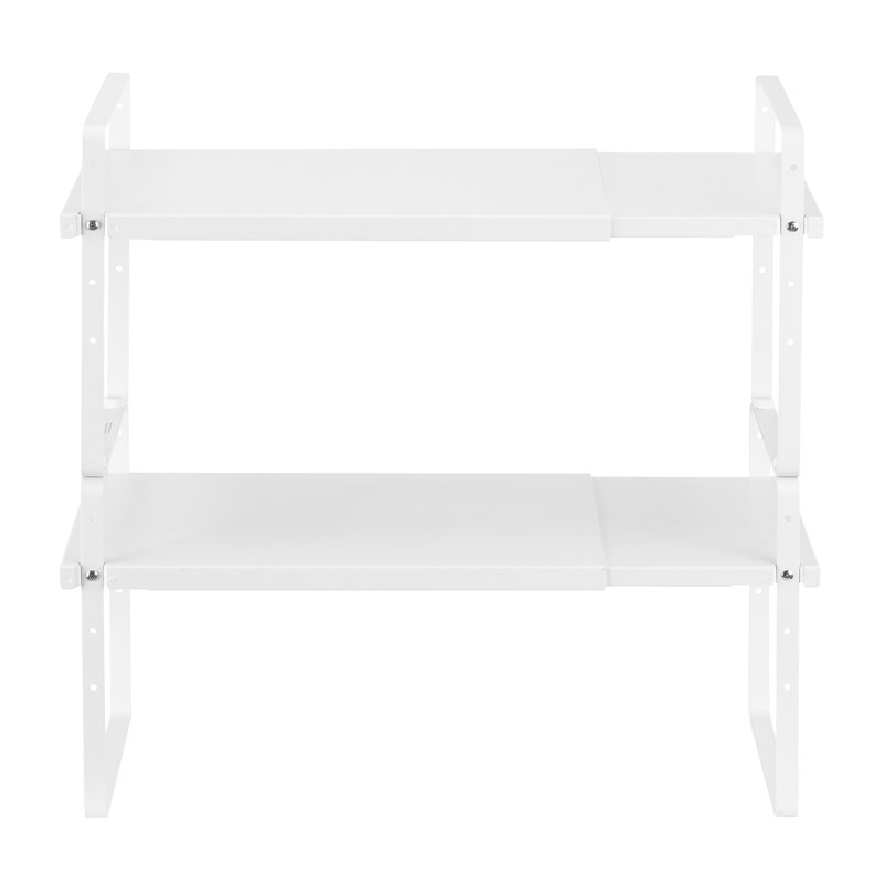 Tablette de rangement en acier à 2 niveaux avec hauteur réglable, largeur extensible, conception empilable pour une organisation et une optimisation de l'espace optimales