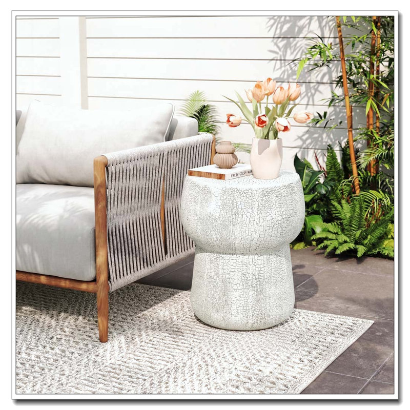 Table d'extérieur en béton pour l'extérieur, Gris - double forme de tonneau