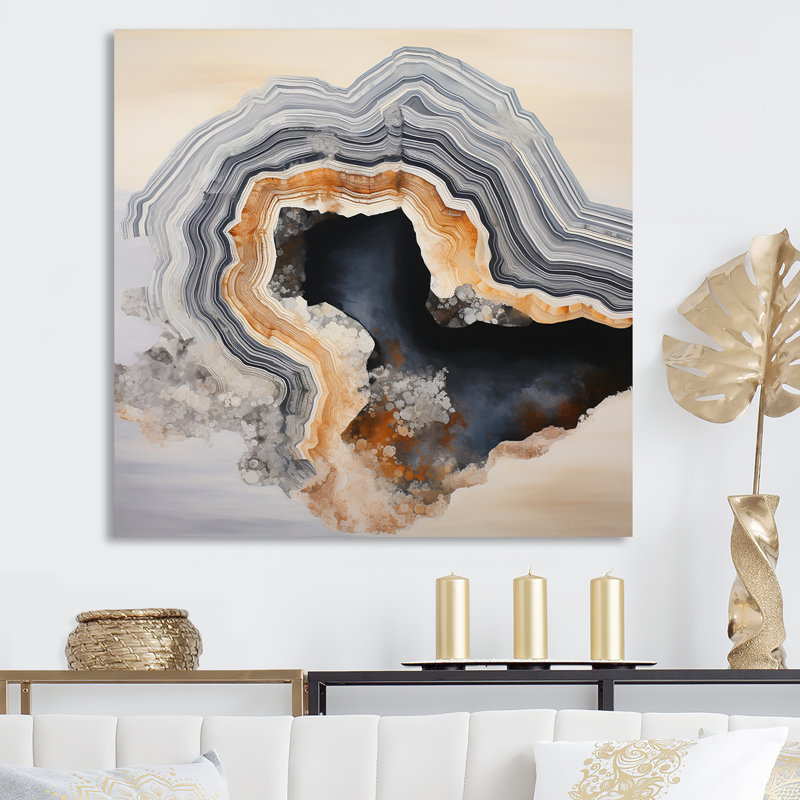 «Stone Geode Scenery Minimalisme I», reproduction sur toile, Toile tendue, H 16 po x l 16 po x P 1 po