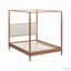 Lit plateforme à baldaquin en bois massif avec tête de lit capitonnée en tissu bouclé et sommier à lattes intégré-1312331261-1312331263