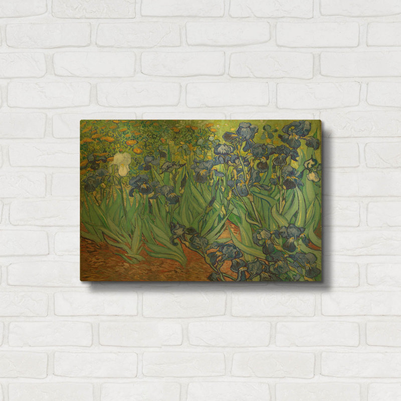 «Irises» par Vincent Van Gogh, art mural en métal doré, 24 po x 16 po, 24 po x 16 po