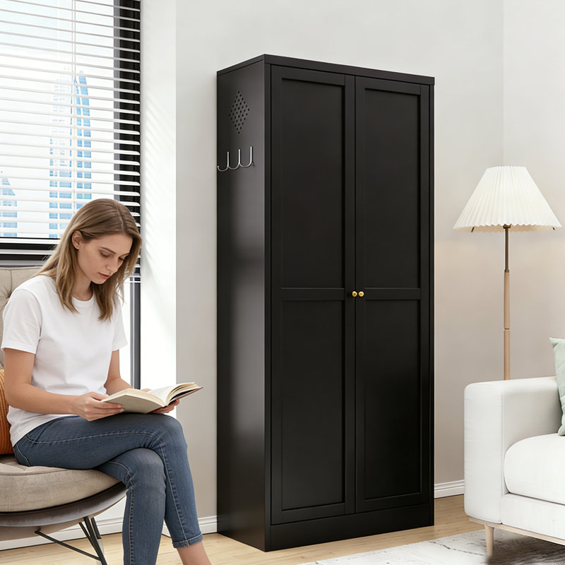 Durable Metal Pantry Cabinet - Easy Assemble, Multi-Use for Kitchen, Living Room, Bedroom, Black