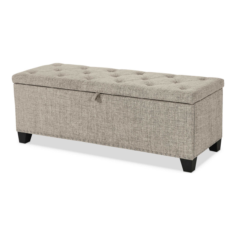 Banc de rangement en lin 48 po, Brun/brun clair
