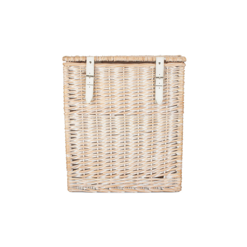 Wicker Vintner Hamper Storage Basket, White Wash, 44cm H x 39cm W x 29cm D