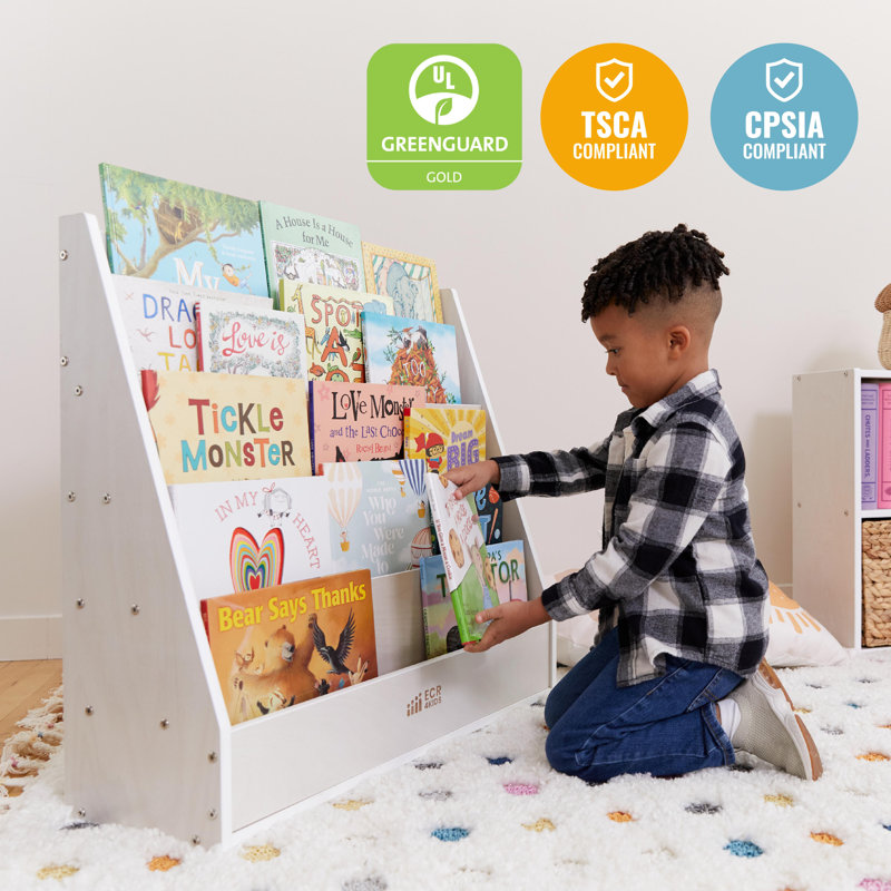 White Birch Wood Kids' Freestanding Book Display with Storage
