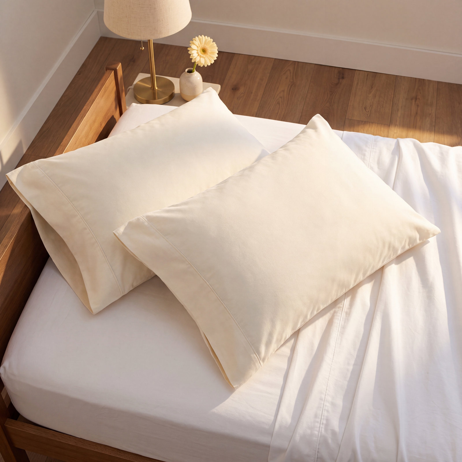 Danfield Cotton Pillowcase, Standard, Ivory