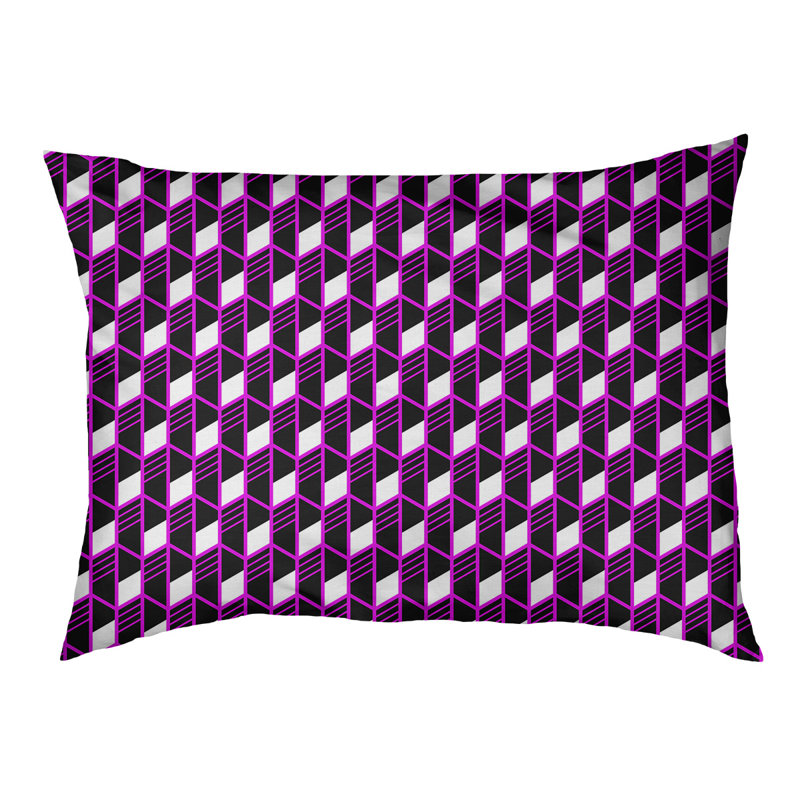Coussin de concepteur pour chat à rayures géométriques Byrge, Moyen - L 42,5 po x l 32,5 po, Violet