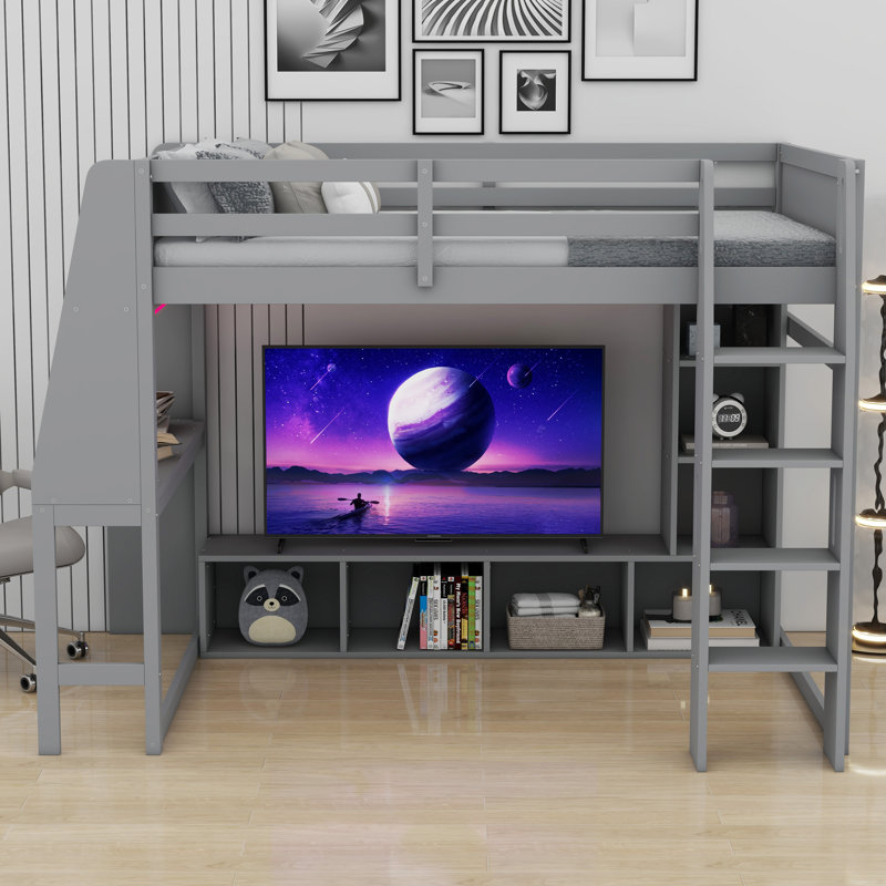 Lit mezzanine avec bureau, Lit simple