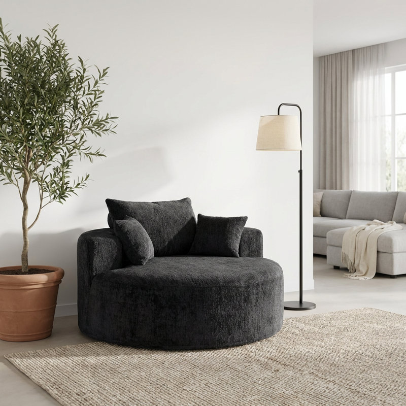 Chaise de luxe simple en chenille douce avec dossier coussiné
