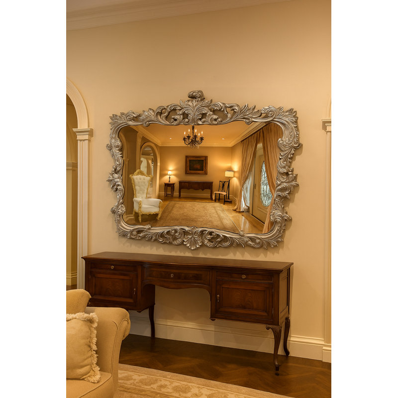 Aurora Flat Solid And Engineered Wood Mirror, Silver