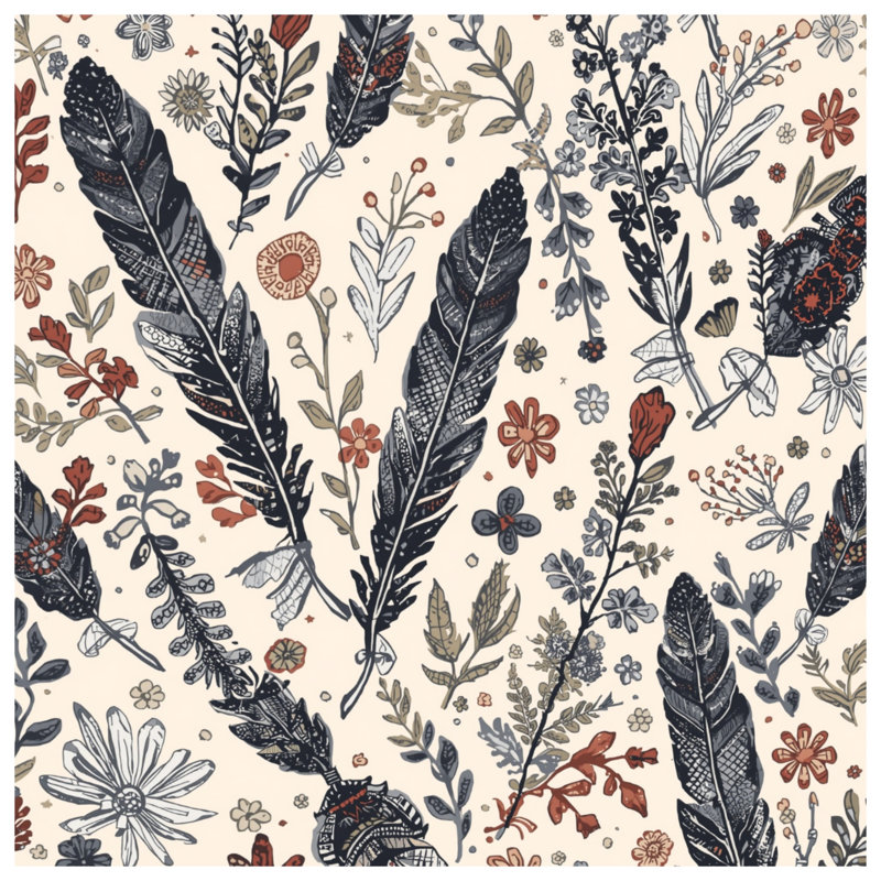 Plumes et couvertures de fleurs sauvages, L 50 po x H 60 po