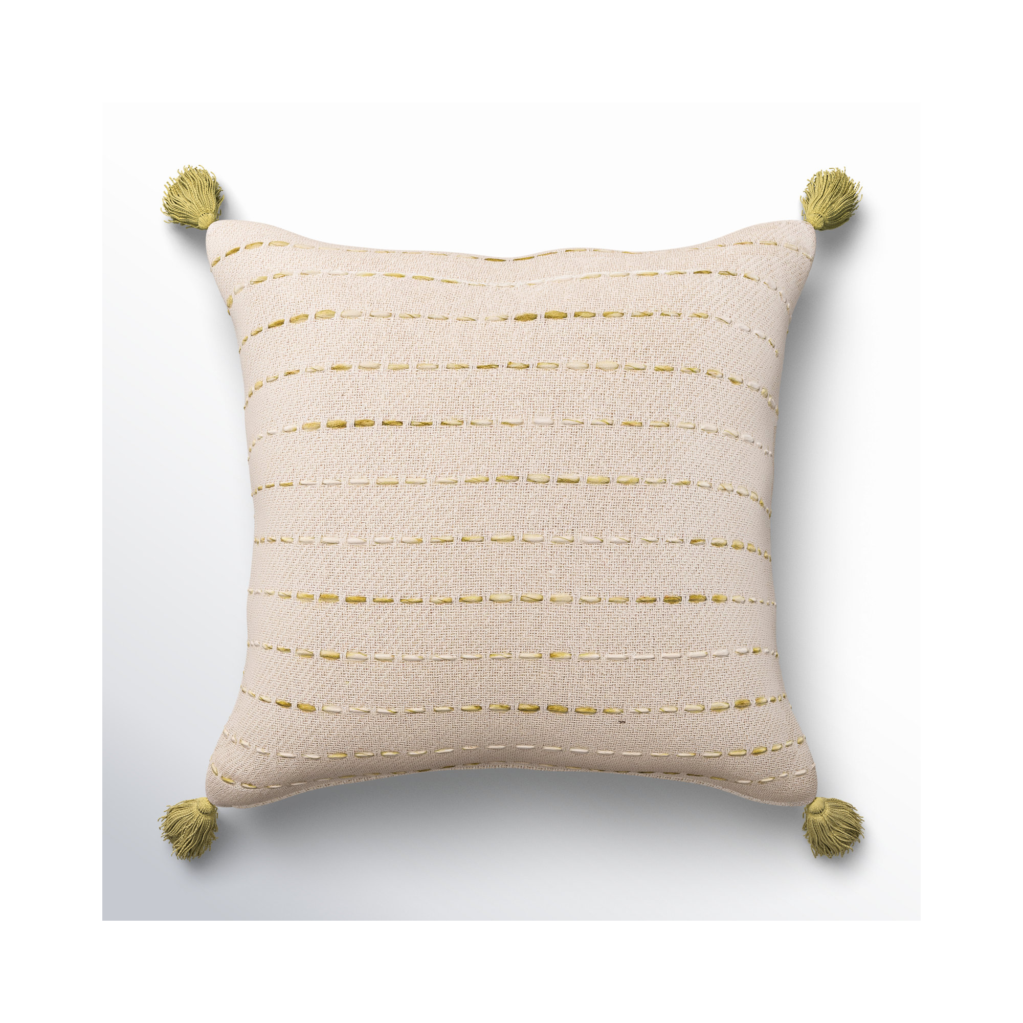Hainsly Striped Cotton Throw Pillow, Olive Green/Natural, Pillow Cover Only - No Insert