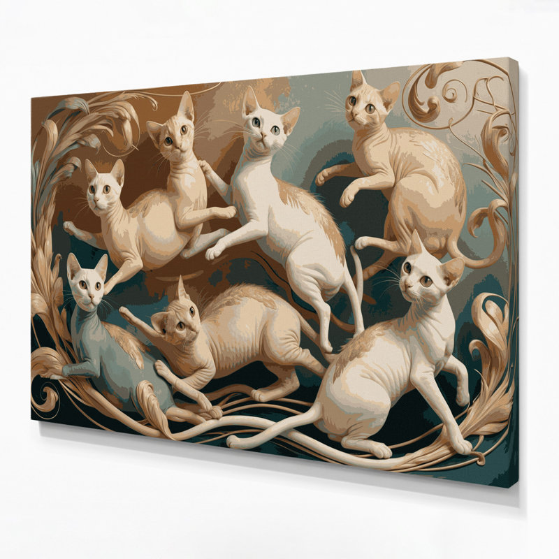 «Cats Minskin», art mural sur toile brune, H 11 po x l 14 po